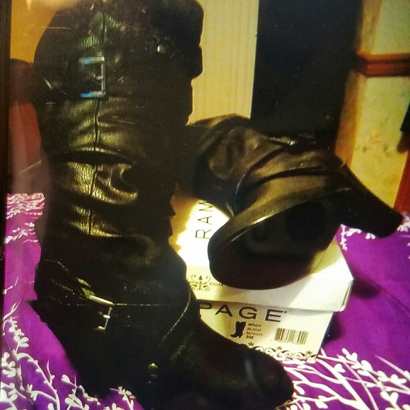 Rampage Black Vegan Leather Boots Sz. 9 - Picture 2 of 5